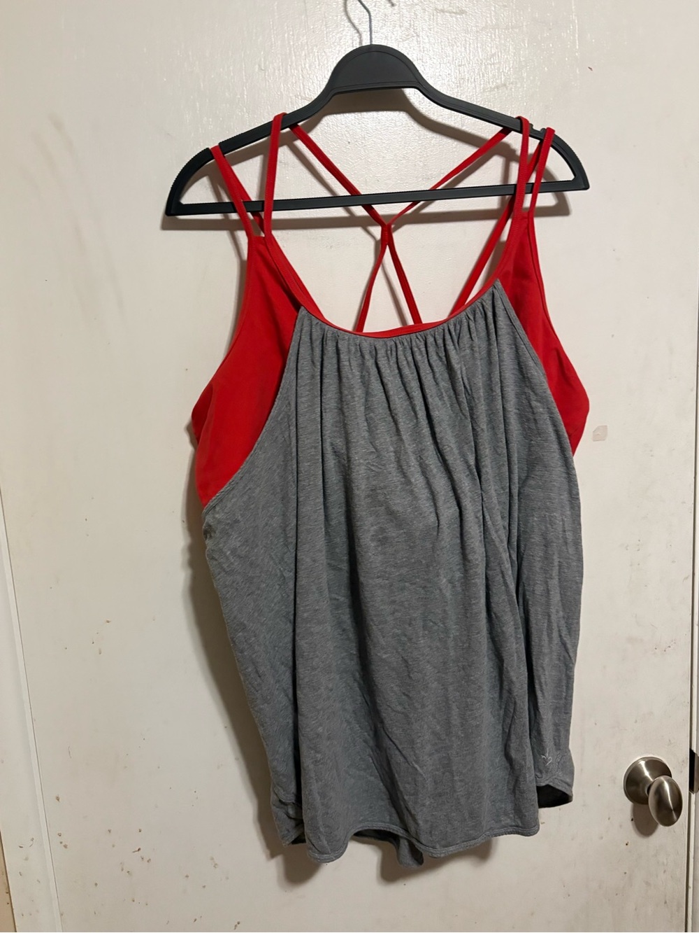 Torrid Women's Strappy Tank Top with bra in Red and Gray